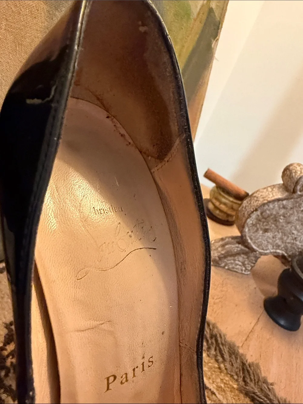 Christian Louboutin Black Patent Peep-Toe Platform Pumps SZ 36.5