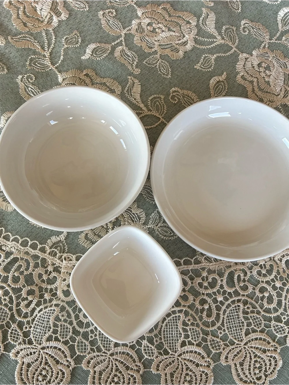 White Ceramic Serving Bowls - Set of 3