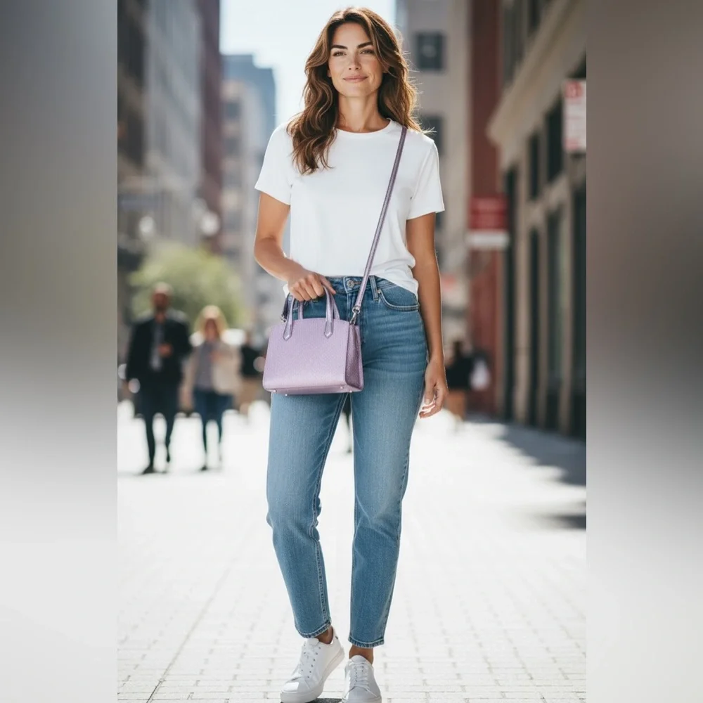 Kate spade tinsel glitter saffiano leather Lavender Handbag crossbody NWOT