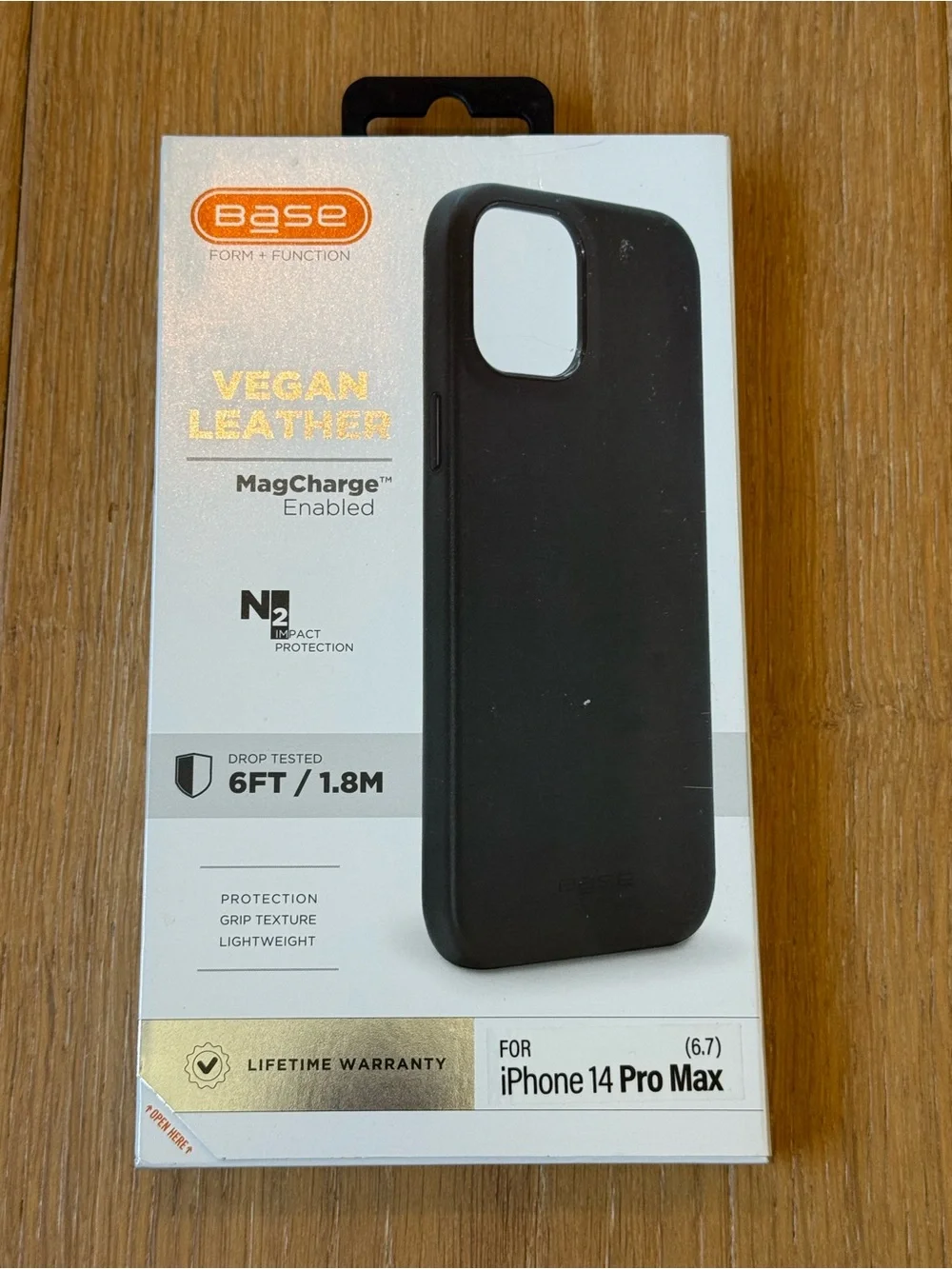 New Base Vegan Leather MagCharge iPhone 14 Pro Max Case - Black Case