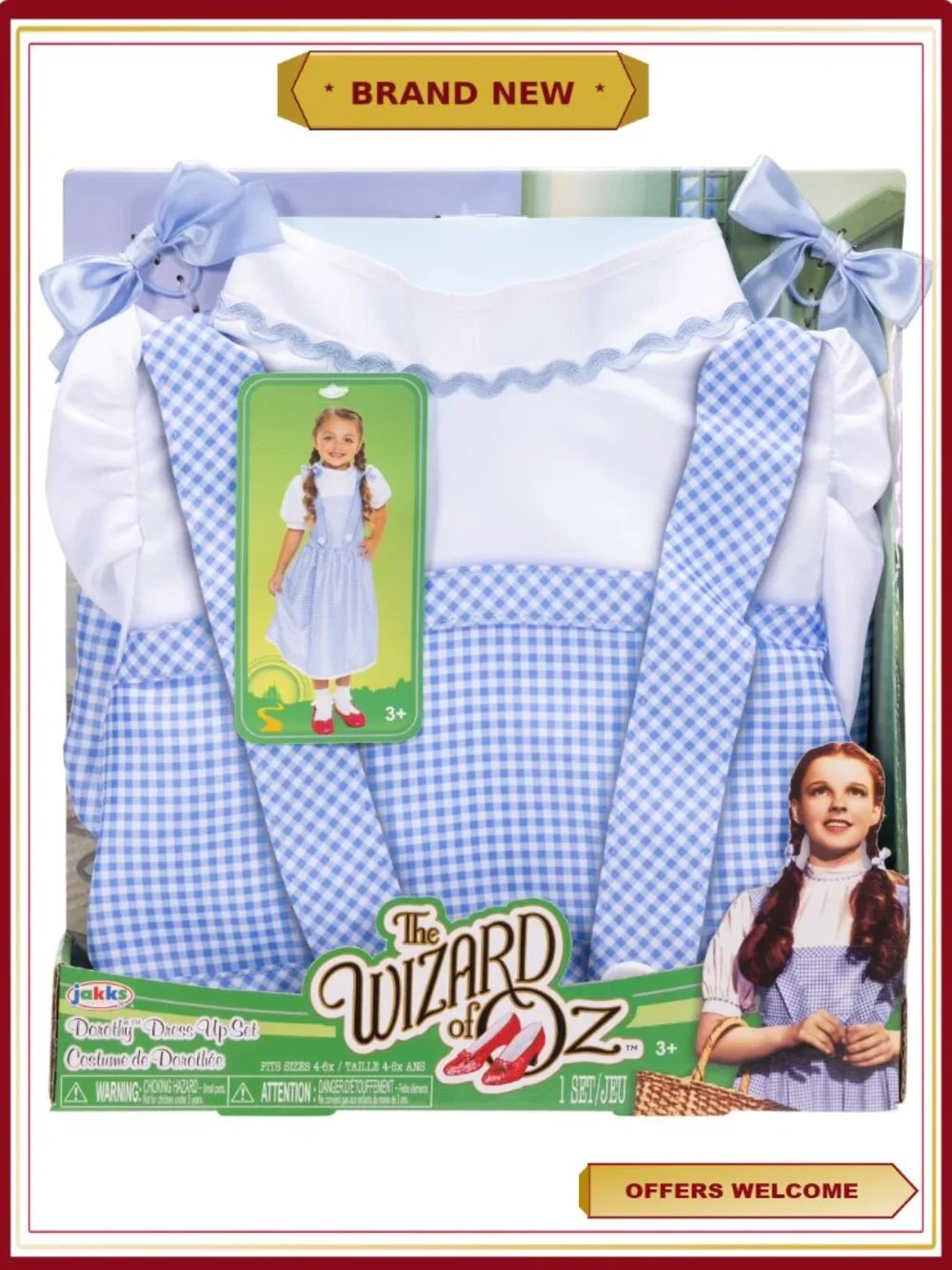 Dorothy Wizard of Oz Girls Costume Dress Pretend Play Dress Up