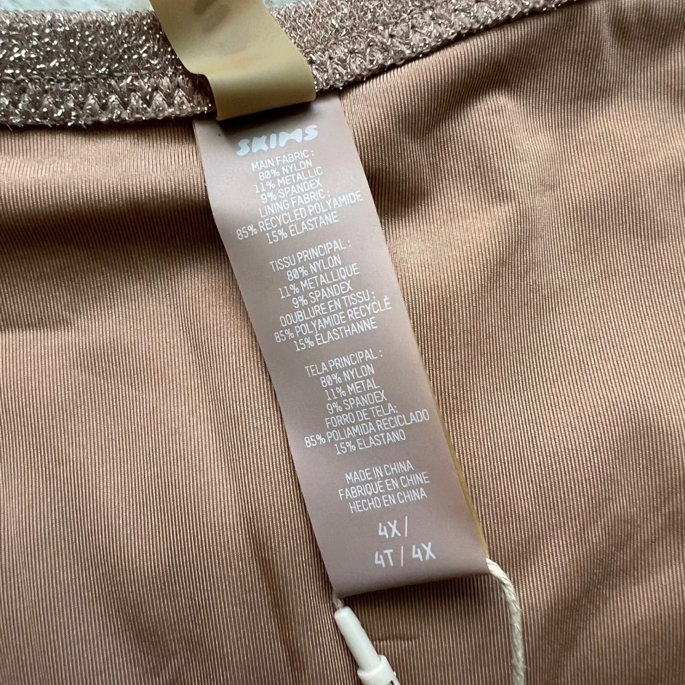 Skims Metallic Swim High Waisted Bikini Bottom Rose Gold SW-BKN-0108 Size 4X NWT