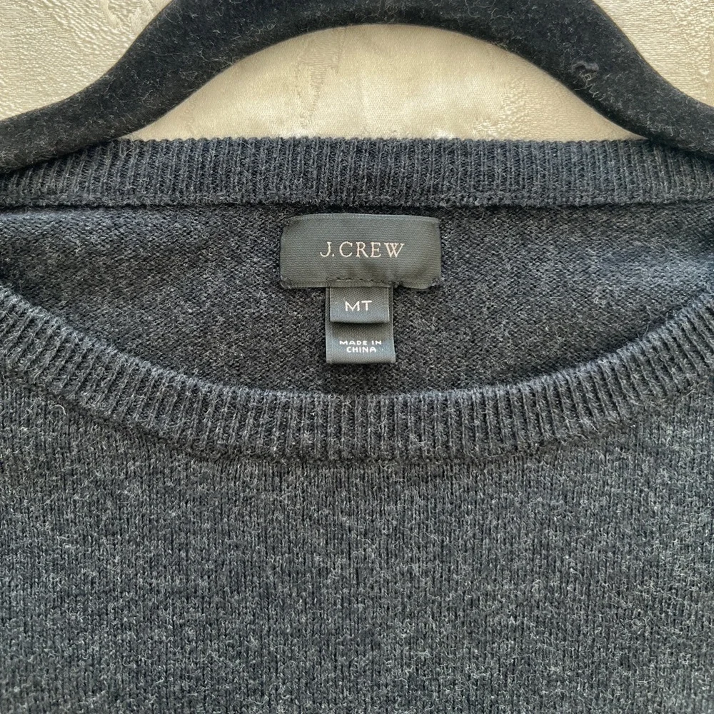 J. Crew Gray Crewneck Cotton Cashmere Long Sleeve Sweater [Medium Tall]