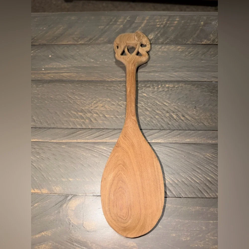Elegant Brown Wooden‎ Serving Spoon, elephant spoon, kitchen, cooking