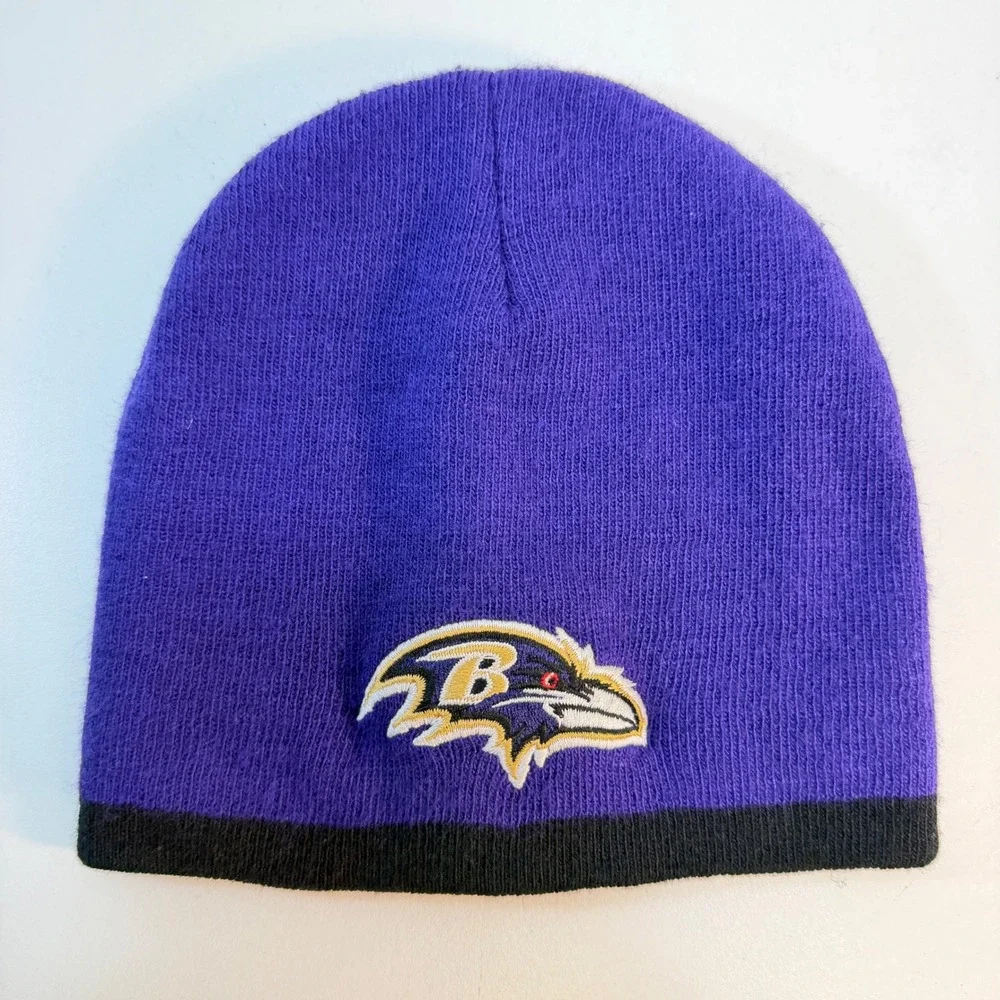 Baltimore Ravens Embroidered Knit Hat NFL Team Apparel Beanie Youth OSFA Purple