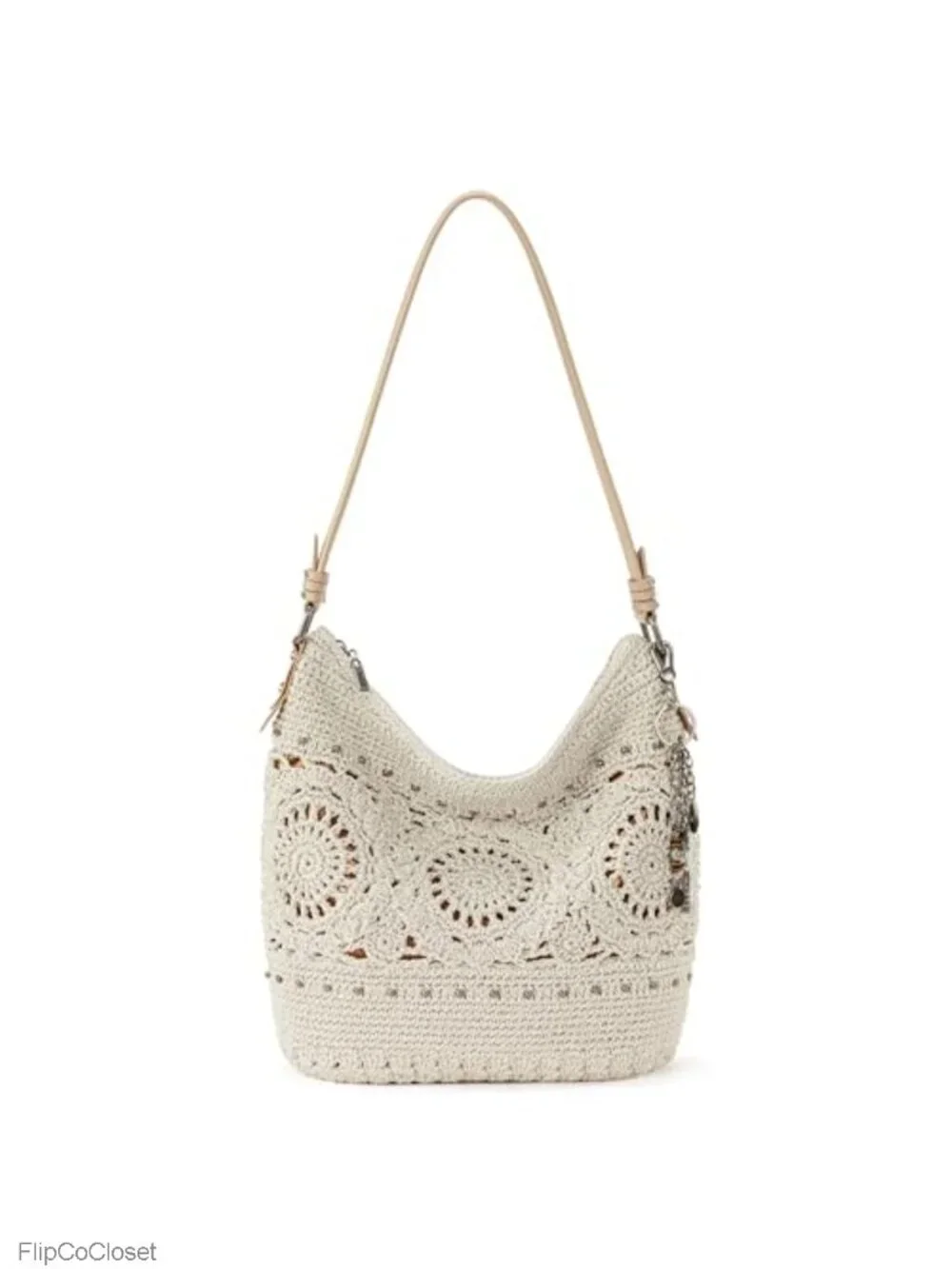 Hand Crochet Hobo Bag Large Shoulder Purse Vegan Lining Everyday Travel