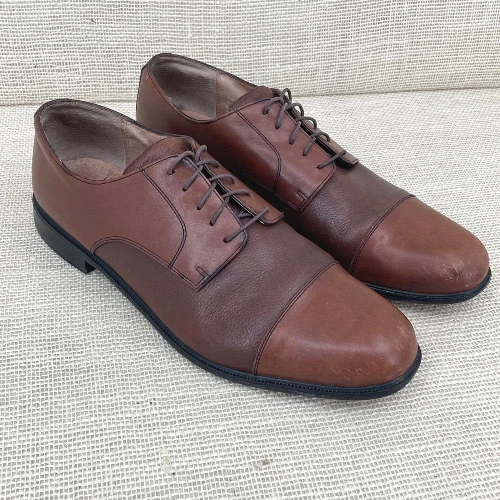 Bostonian Brown Leather Cap Toe Derby Dress‎ Shoes Mens 12M 22462 First Flex