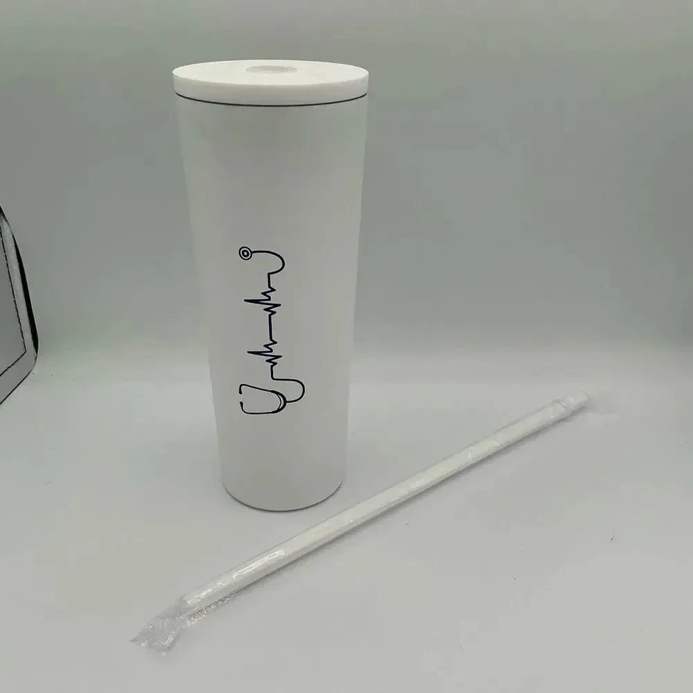 White Tumbler with Stethoscope Design New
