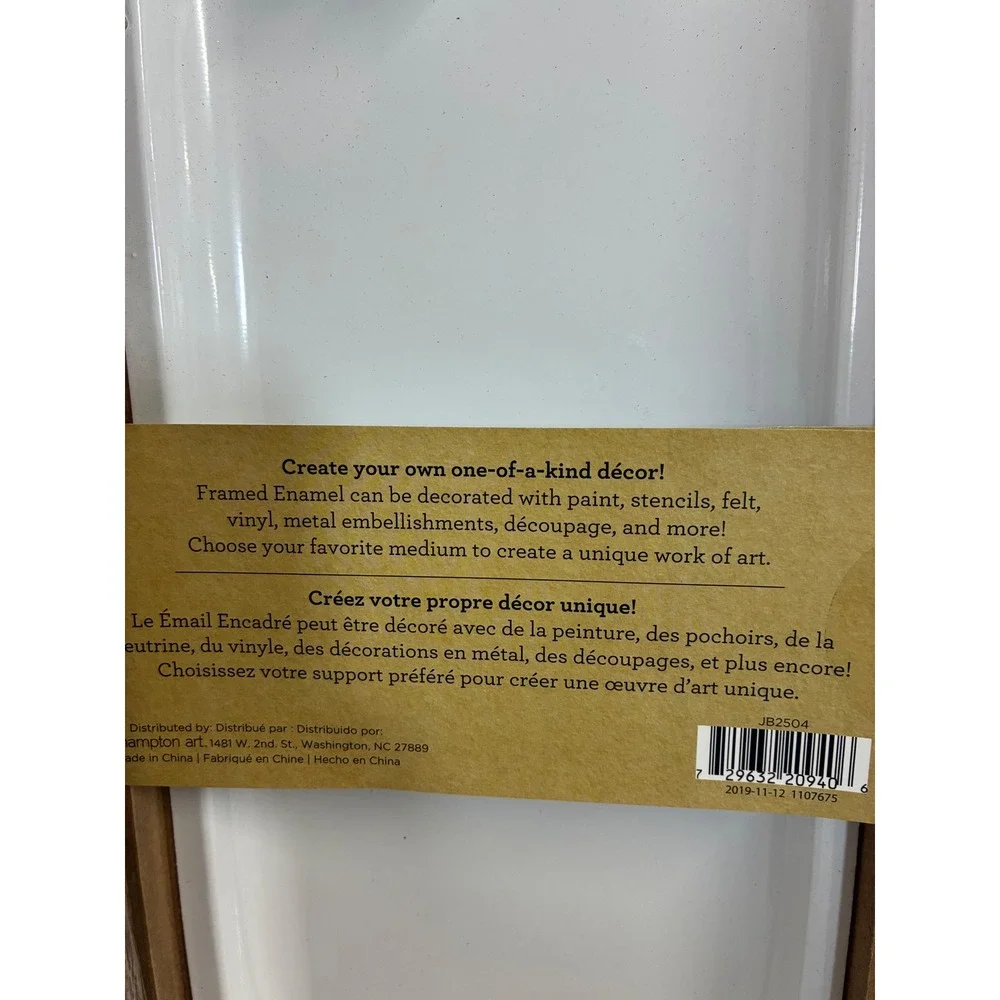Hampton Art Framed Enamel Set of 2 Wood Frame DIY Craft White Sign 8x15 JB2504