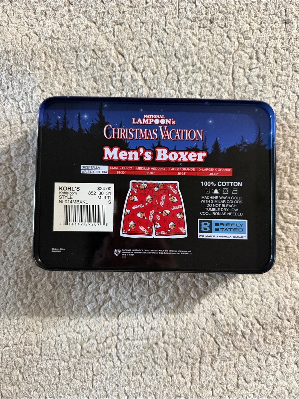 Christmas Vacation Men's Boxers - Green Holiday Tin Small New