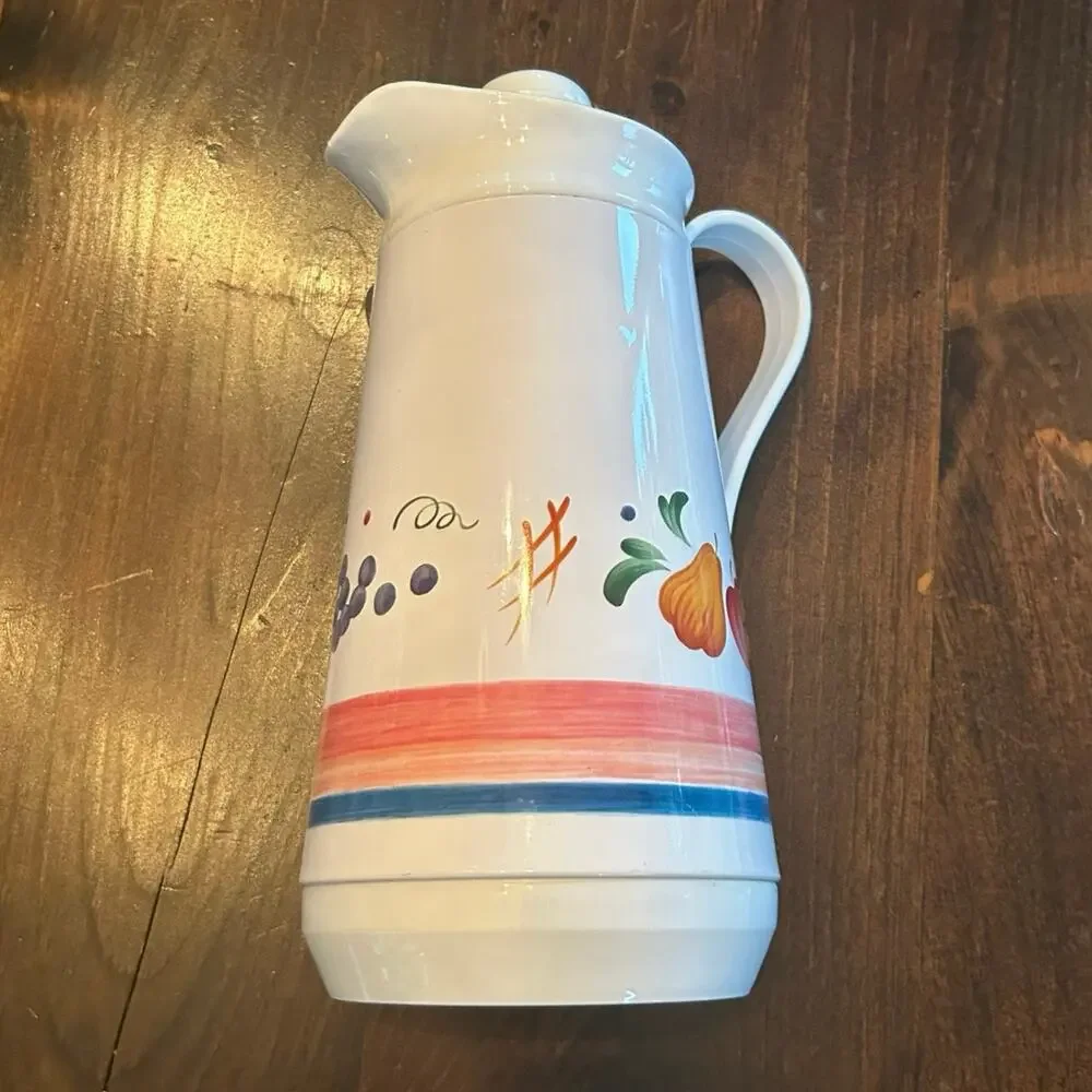 Vintage Jay Import Co Gardenia Thermal Carafe‎ Pitcher White Fruit Cottagecore