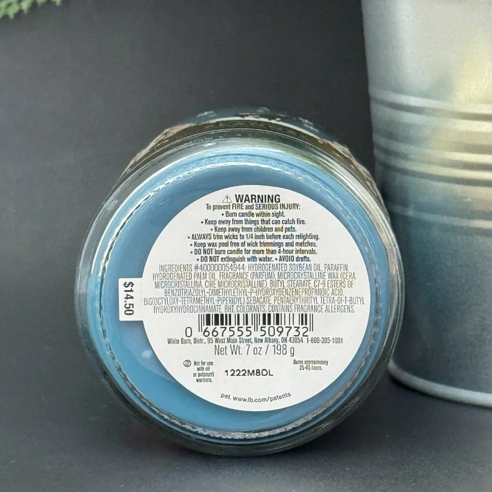 BBW Flannel White Barn Bath & Body Works Mason Jar Single Wick Candle