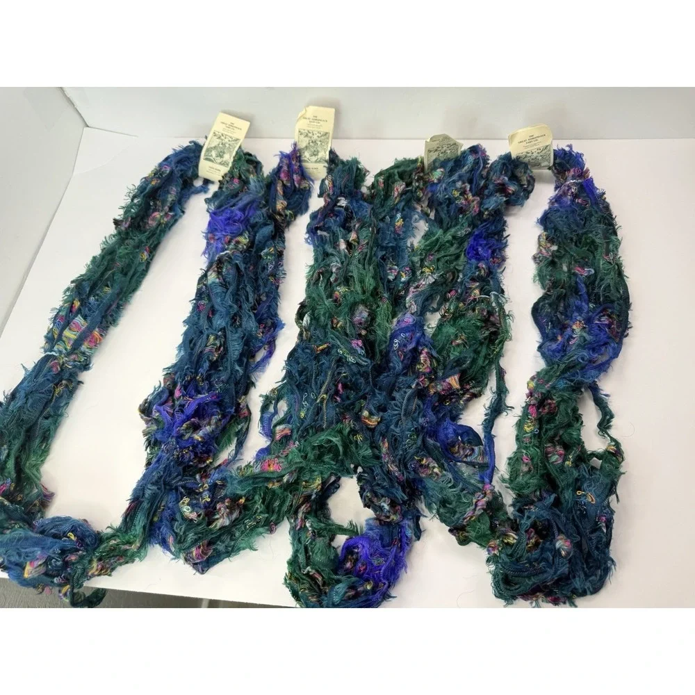 Great Adirondack Yarn Lot 4 Blueberry‎ Nylon Viscose Wool Green Blue Hand Dyed