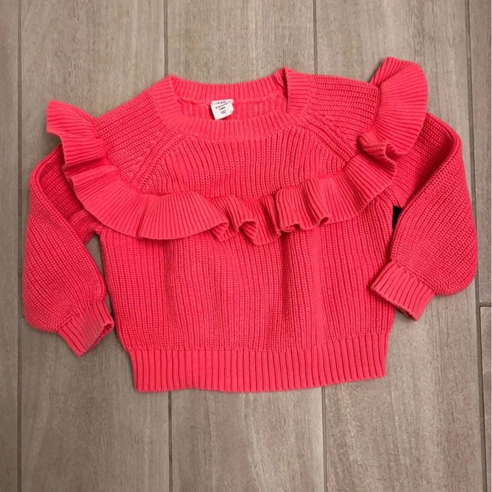 Little girls Pink Ruffle Sweater 18-24m