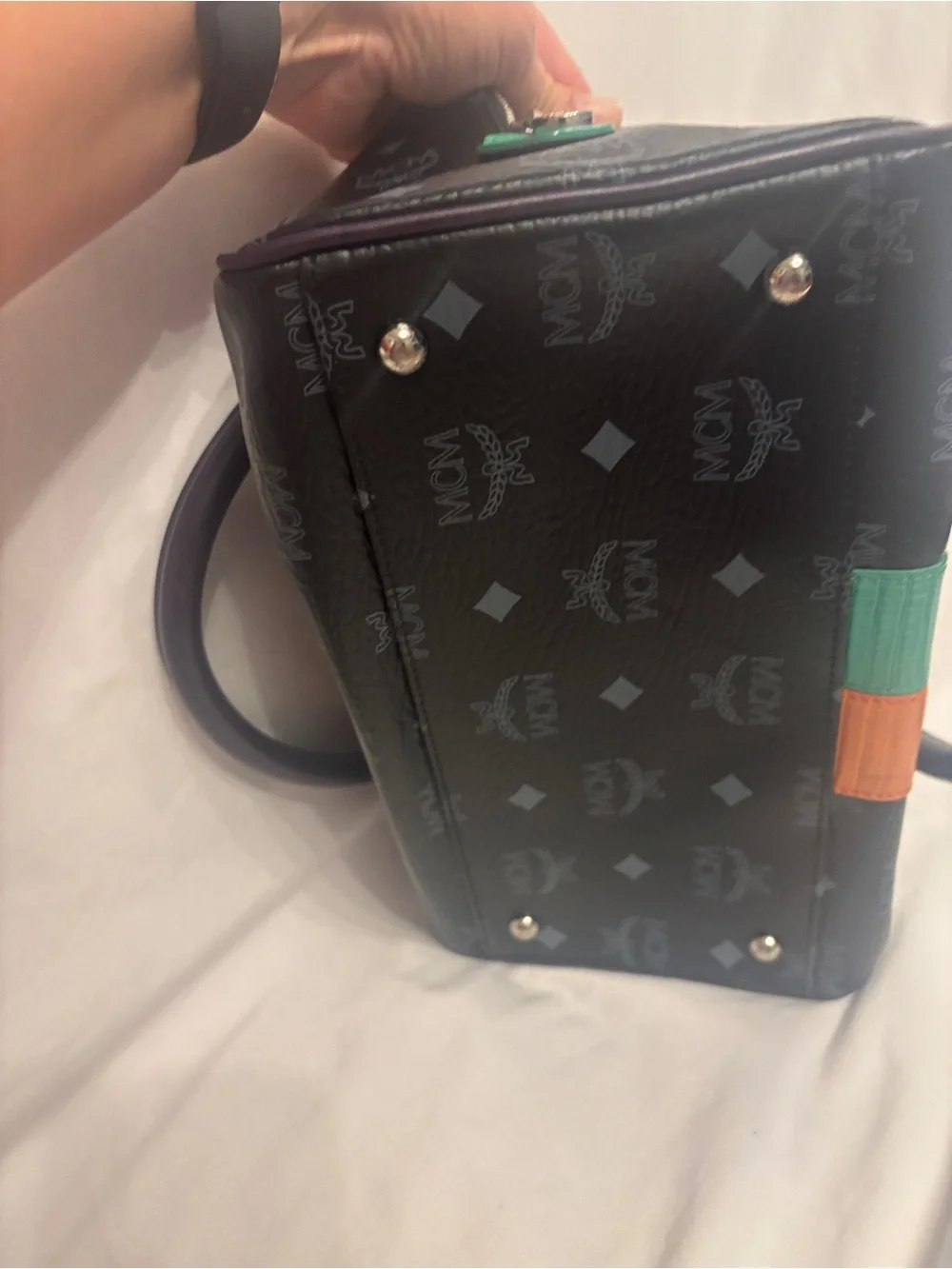 MCM limited edition princess lion black Leather Top-Handle Bag