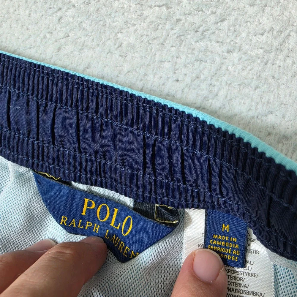 Polo Ralph Lauren Swim Trunks Mens Med‎ 30/6 Blue Traveler Pony Logo Pocket