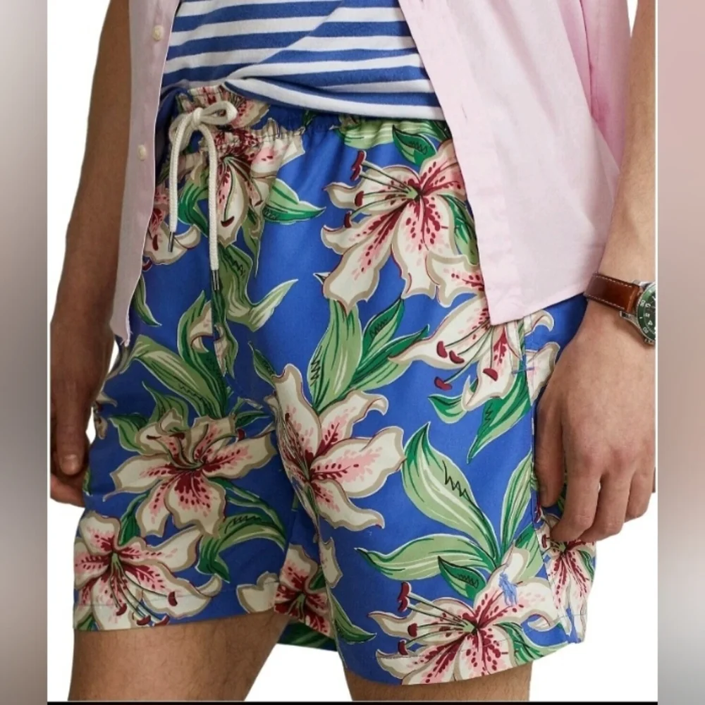 Polo Ralph Lauren Hawaiian Hibiscus Surf Board Swim Trunks Pony Beach Vacation