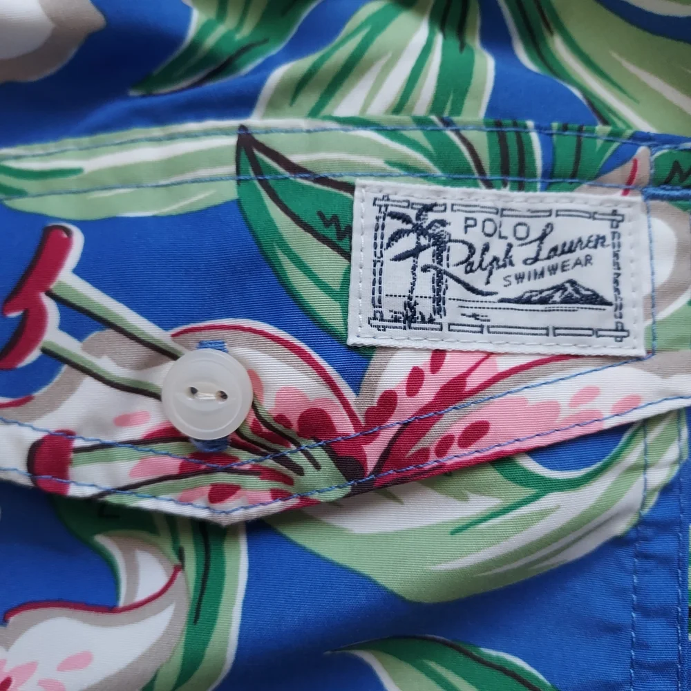Polo Ralph Lauren Hawaiian Hibiscus Surf Board Swim Trunks Pony Beach Vacation