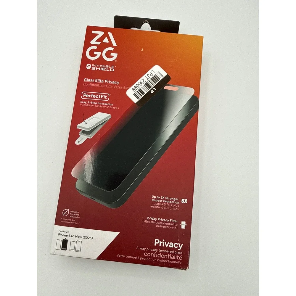 ZAGG Screen Protector iPhone 6.6 New 2025‎ Black NEW Glass Elite Privacy