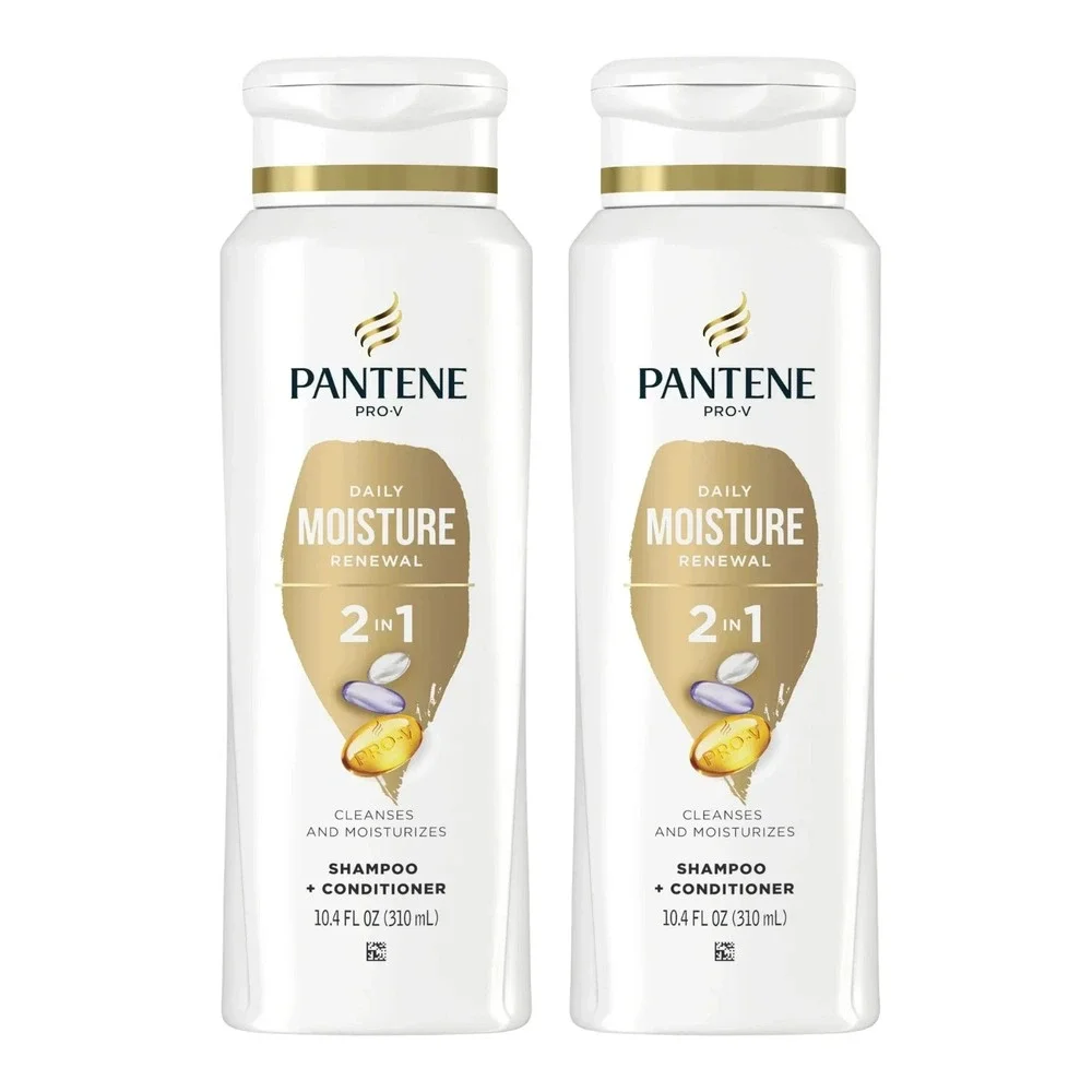 2pk Pantene Pro-V Daily Moisture Renewal 2-in-1 Shampoo + Conditioner, 10.4 oz