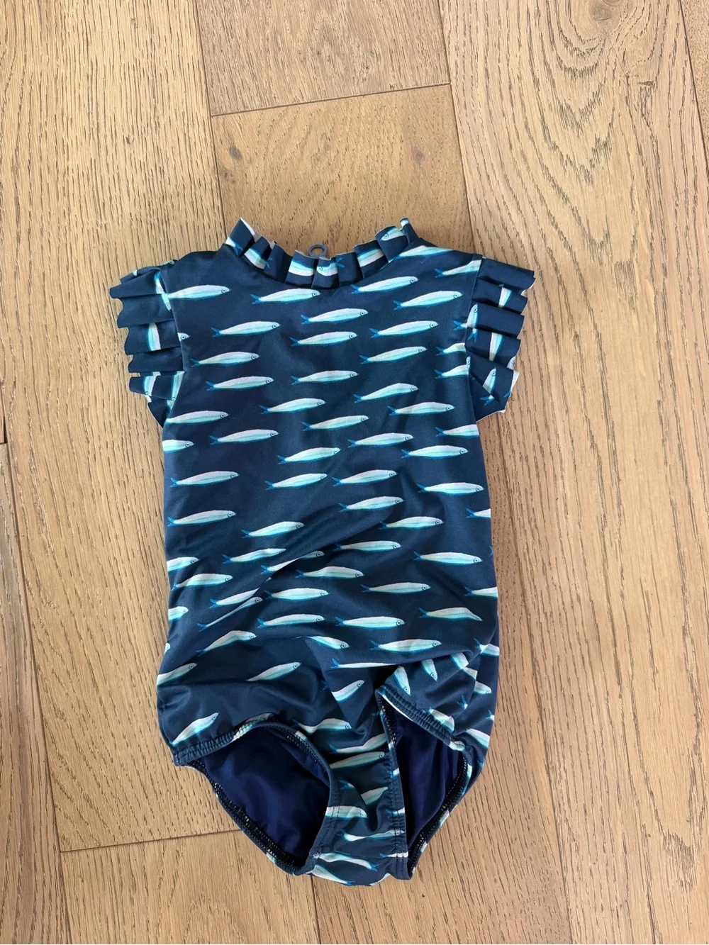 Pepita & Me Girls Toddler Size 2 Blue Sardine Fish Print One-Piece Swimsuit