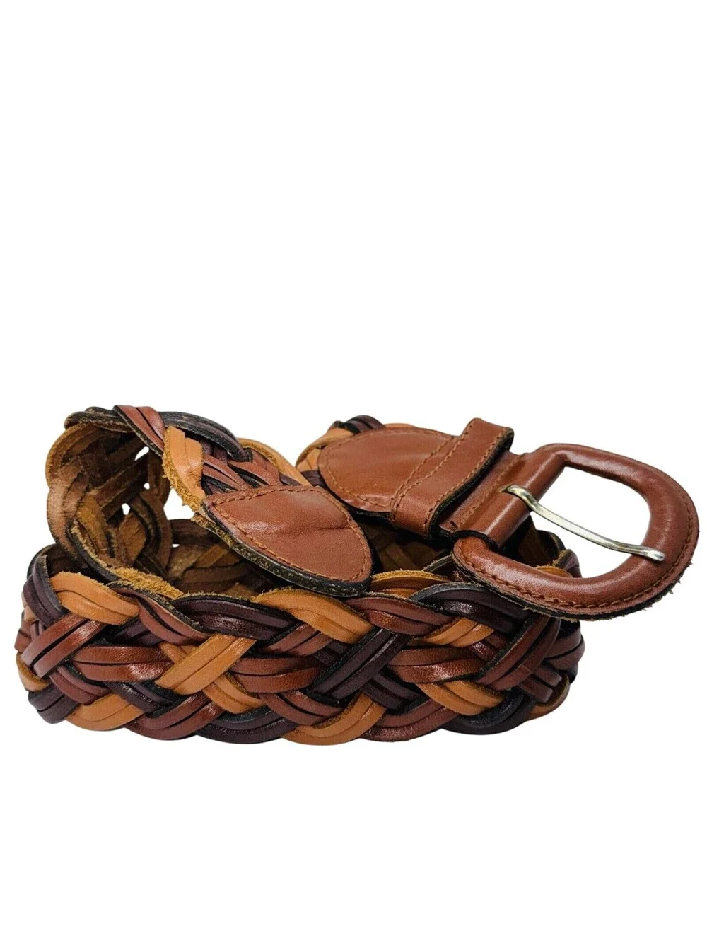 Forenza 3 Tone Brown Beige Tan Braided Leather Belt 2