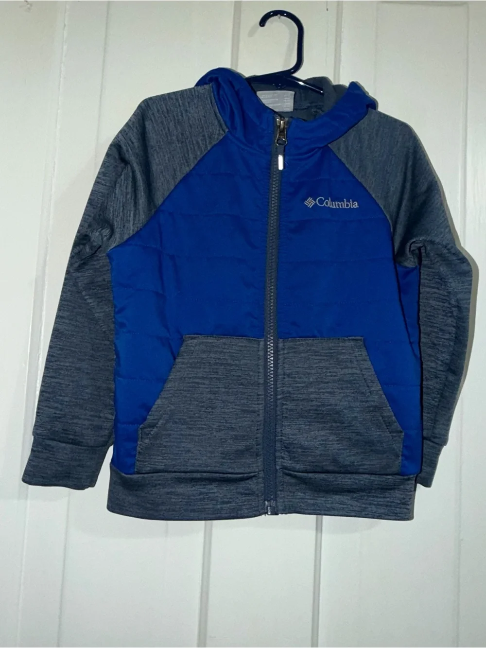 Boys toddler 4T Columbia Blue and Gray Hooded‎ Zip-Up Jacket