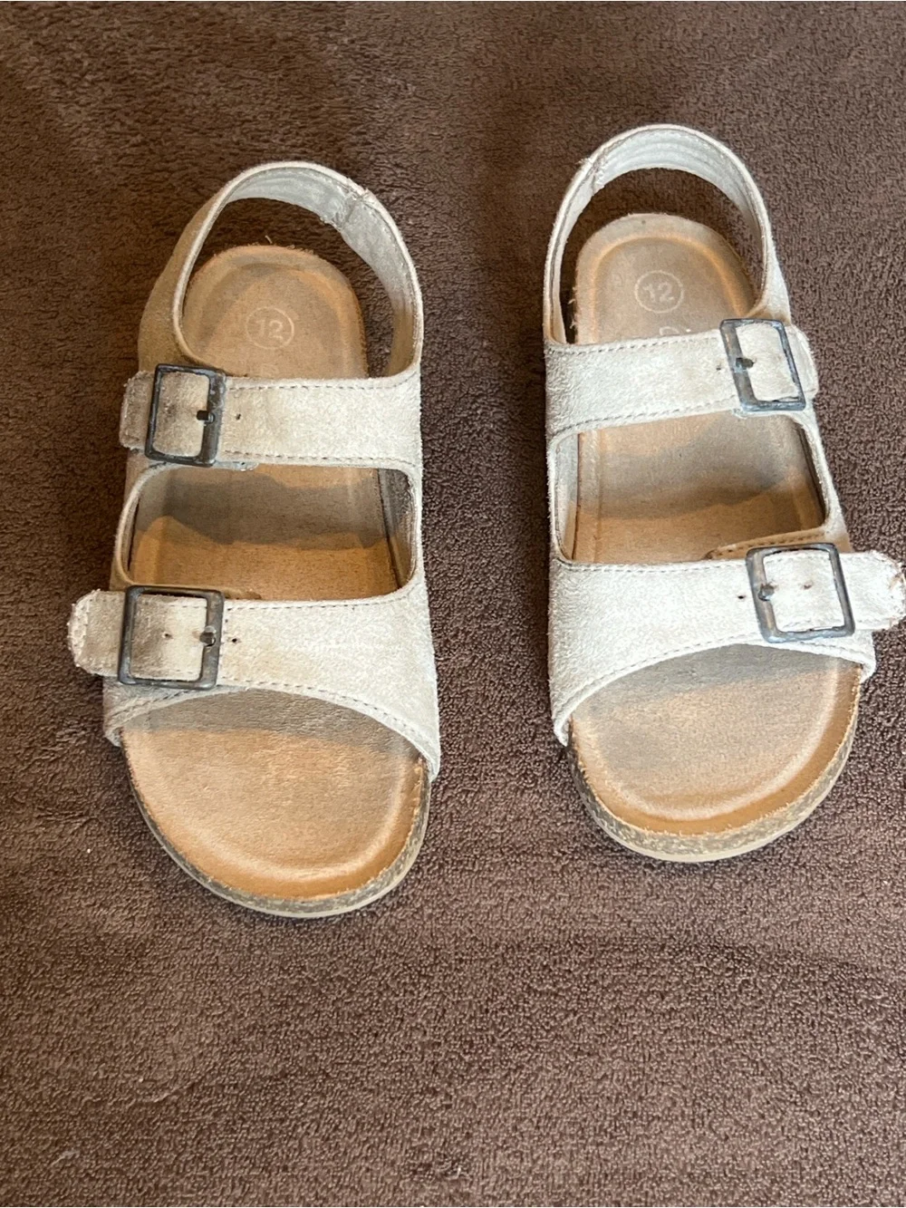 Cat & Jack Beige Double-Strap Kids Sandals to top Velcro strap & lower buckler