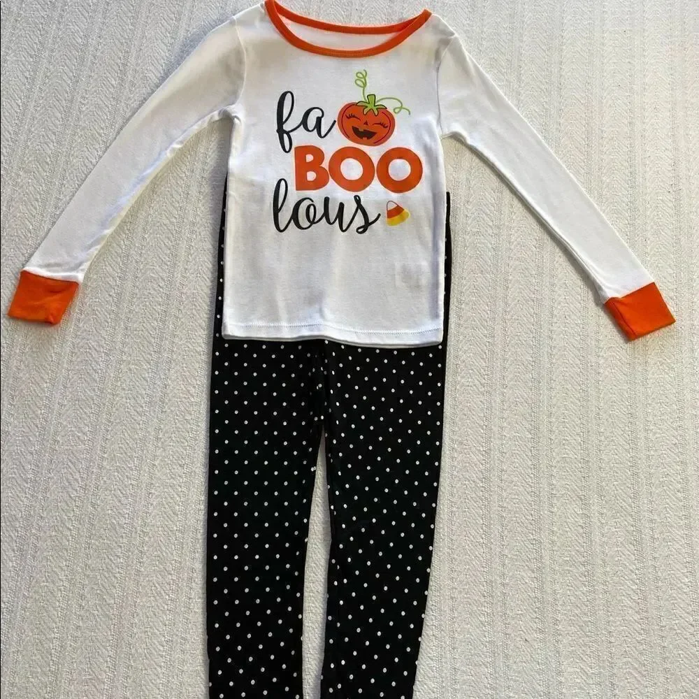 Way to Celebrate Girls Size 5 Halloween “ faBOOlous” Pajama Sleep 2 Pc Set