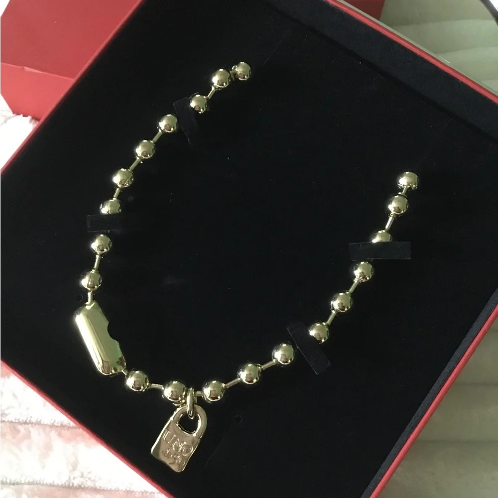 Gold Bead Padlock Necklace Uno de 50- Women fashion Jewelry includes box and COA