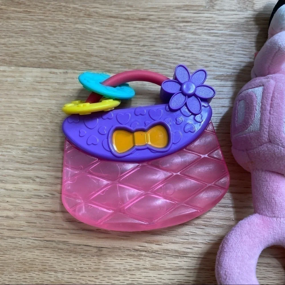Disney Minnie Mouse Baby Toys Purse Teether Plush Rattle Keys Baby