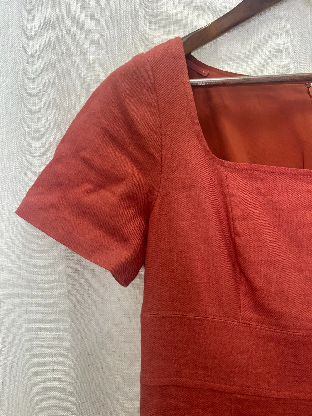 J. Crew Rust Short-Sleeve Square Neck Sheath Dress Size 8 Excellent Condition