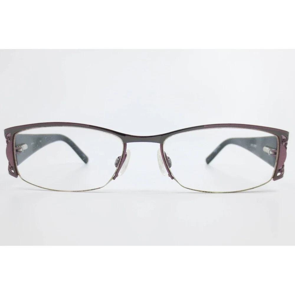 South Hampton Eyeglasses Purple Black Semi-Rimless Frames 52-16 Demo Lenses