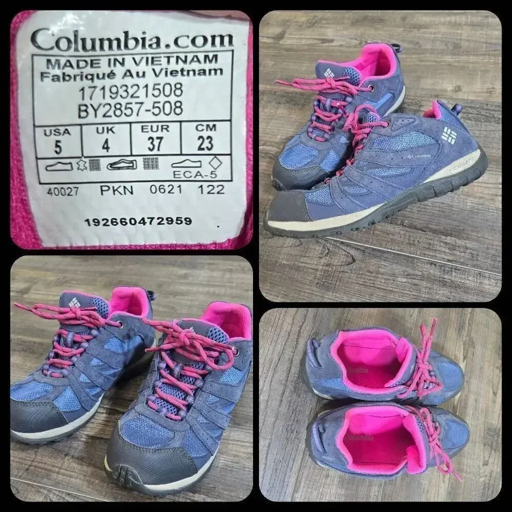 Columbia Redmond big girls youth sz 5 hiking shoes purple pink waterproof trail