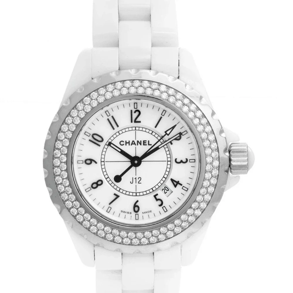 Chanel J12 White Ceramic Diamond Bezel Watch Swiss Made‎ H0968 H0967