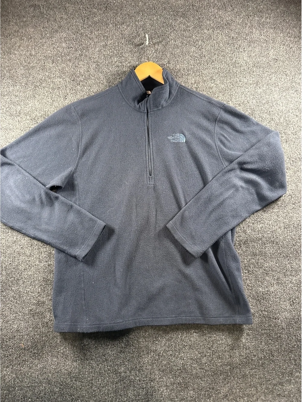 The North Face Mens M Navy Blue Fleece 1/4 Zip Pullover Jacket Regular Fit