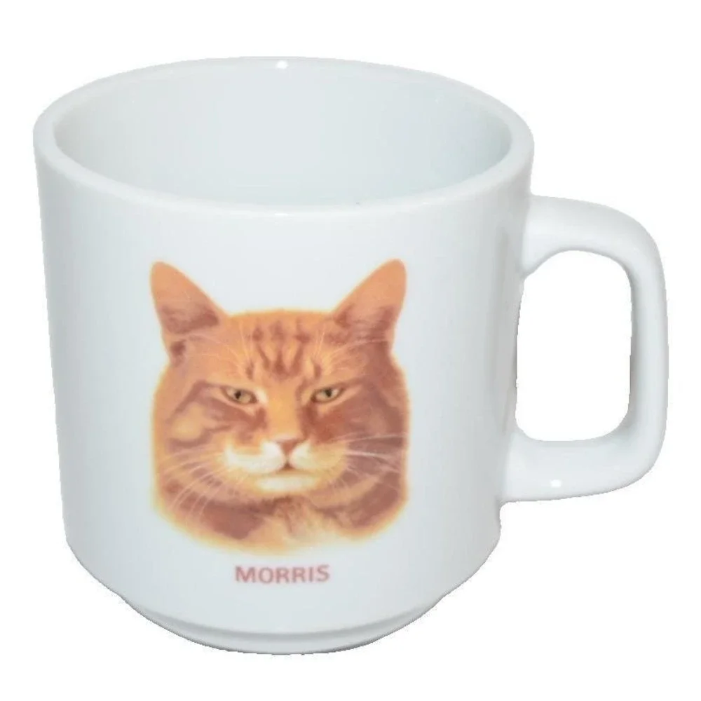 Morris the Cat for 9 lives Coffee Mug Cup Ginger‎ Tabby Vtg Pet Food TV Ads