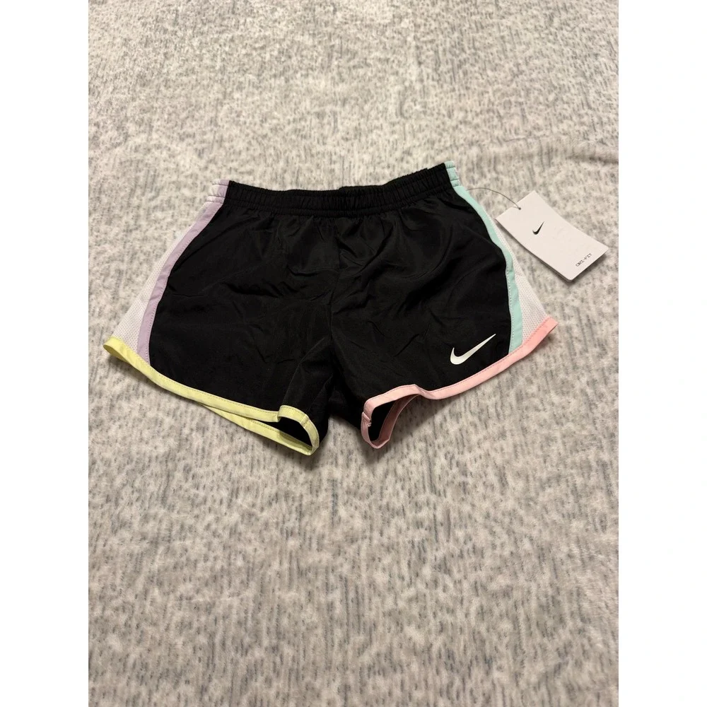 Nike Girls Black Dri FIT‎ Running Shorts Size 6X Pastel Trim Athletic