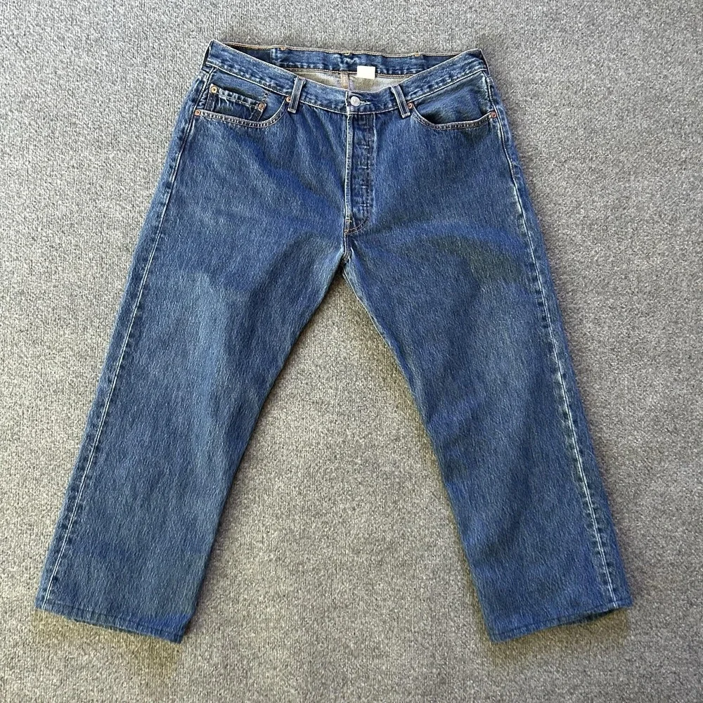 Levis 501 Jeans Men‎ 38x27 Blue Denim Straight Button Fly Vintage Paper Tag