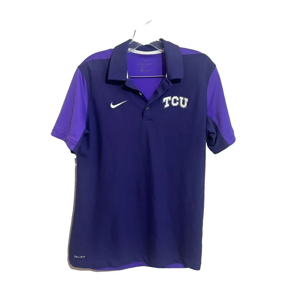 TCU Horned Frogs Nike Dri-Fit Polo Women's Purple White Medium‎
