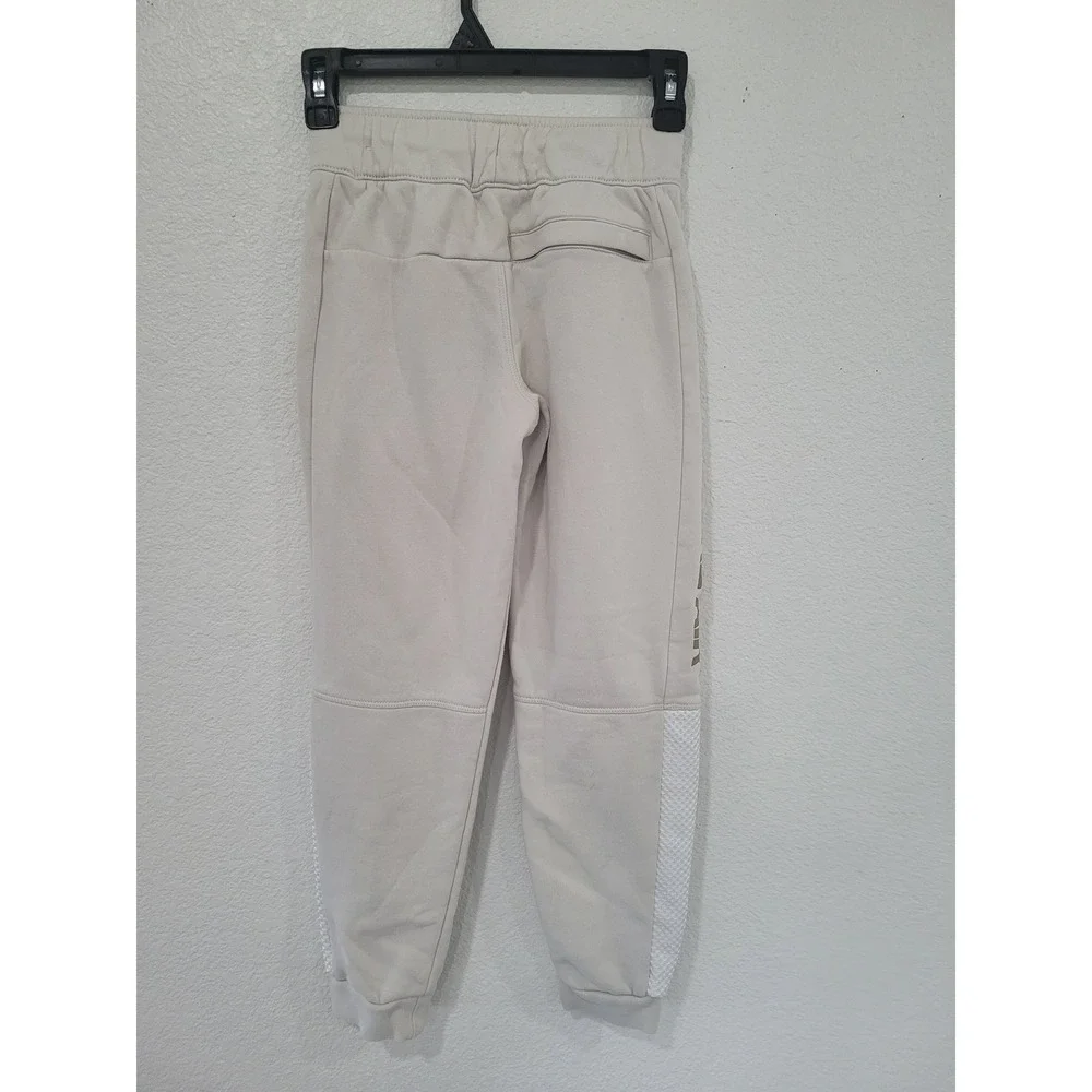 Nike Air Joggers Oatmeal Gold‎ Metallic Logo Mesh Panel Fleece Kids Small #2