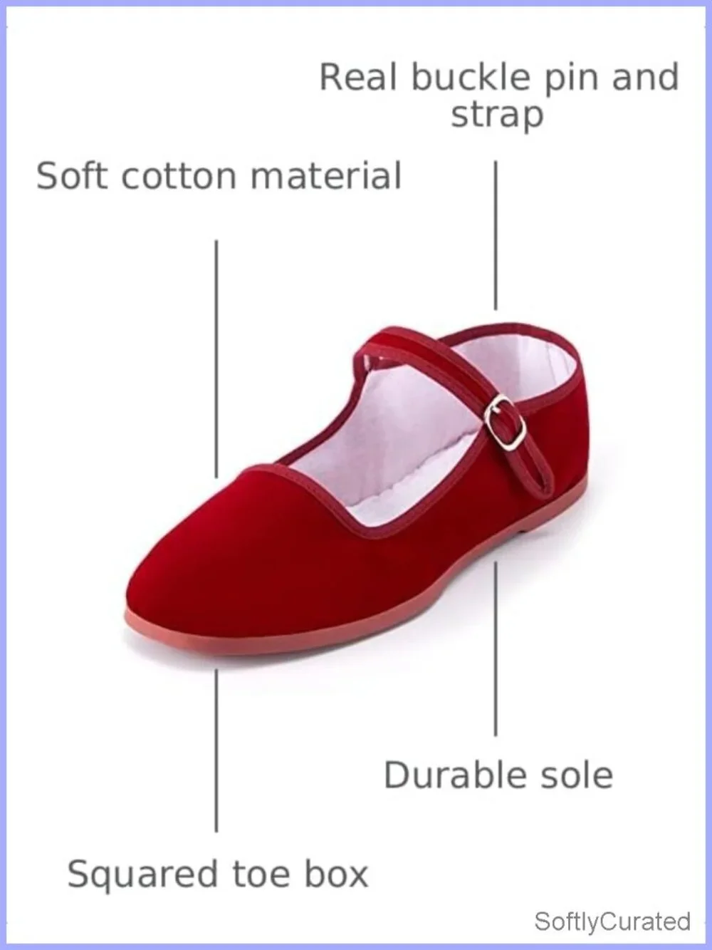 Women's Mary Jane Flats Cotton Chinese Slippers Buckle Tai Chi Shoes