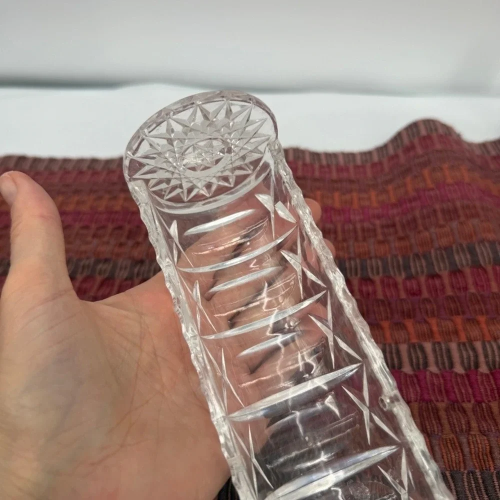 Vintage Clear Plastic Crystal Cut‎ Lucite Cracker Holder Server Tray-9