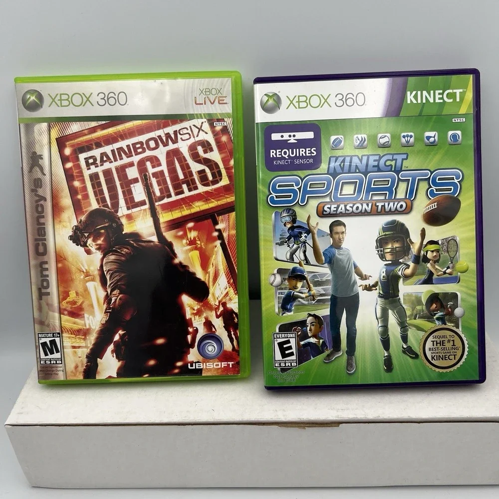 Tom Clancy's Rainbow Six Vegas &Kinect Sports Season2 Xbox 360 Lot of 2