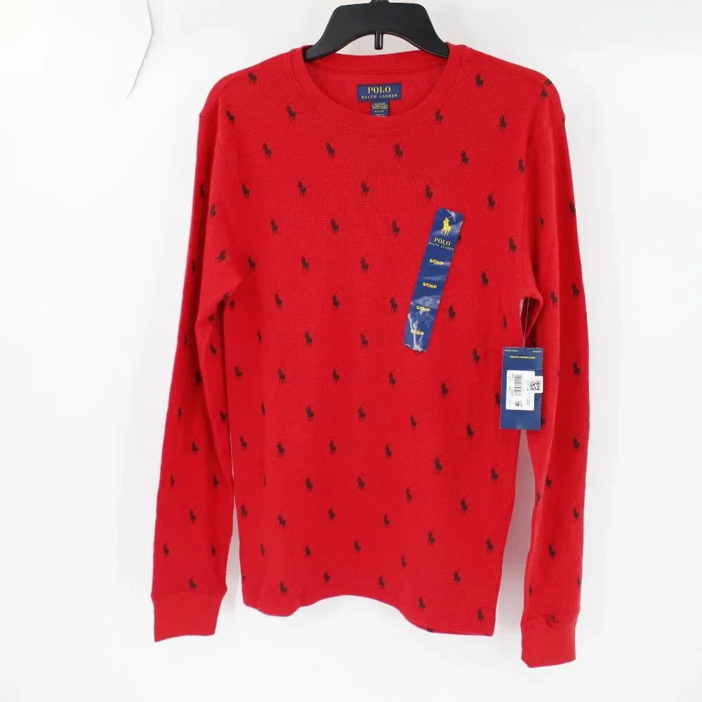 NWT Polo Ralph Lauren Sleepwear Mens Small Pony Thermal Waffle Knit‎ Long Sleeve