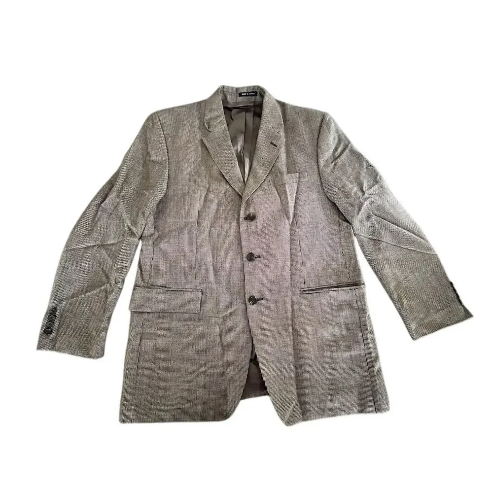 Ralph Lauren‎ Men's Vintage Gray Check Blazer Size 43 L Formal 3-Button