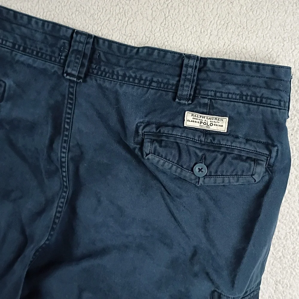 Polo Ralph‎ Lauren Cargo Shorts Mens 48 Navy Blue Classic Chino Cotton Relaxed