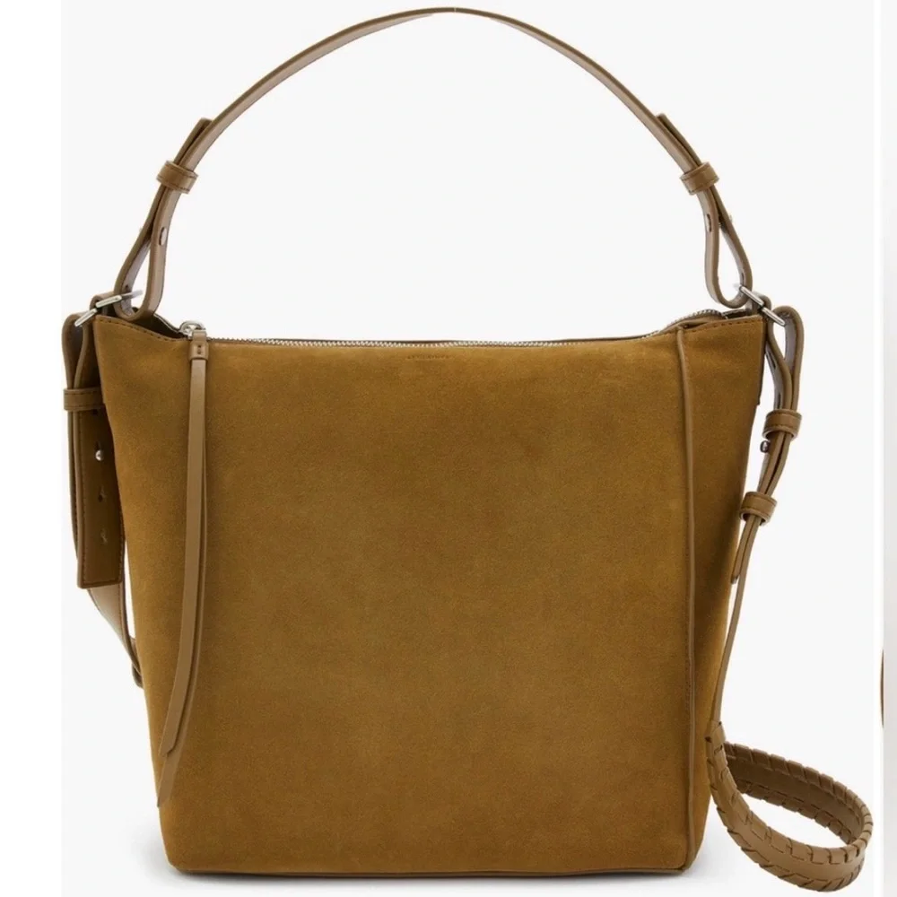 All Saints Kita Suede Messenger Crossbody Bag In Conker Brown