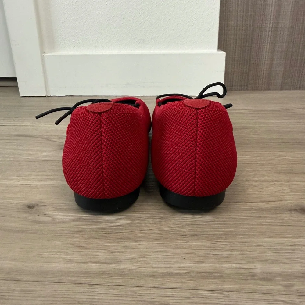 NEW Vivaia Ruby Red Square-Toe Lace Up Mary Janes Miley Flats Knit Size 39