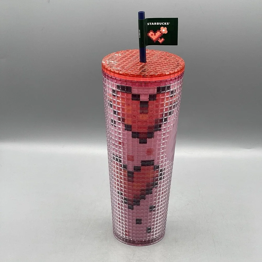 Starbucks Valentine's Cold Cup 2025 8 Bit Hearts‎ 24oz Love Heart